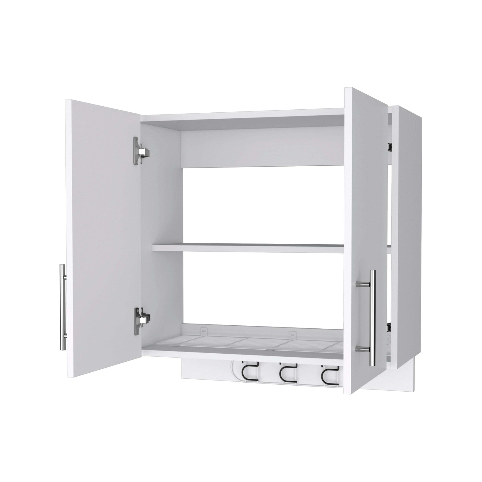 Carmelita 2-Door 2-Shelf Wall Storage Cabinet with Hangers White
