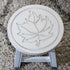 Carved Wooden Step Stool, Maple Leaf, Antique White