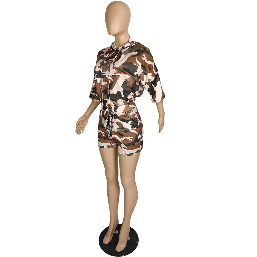 Casual Printed Camouflage Two-piece Set - WoodPoly.com