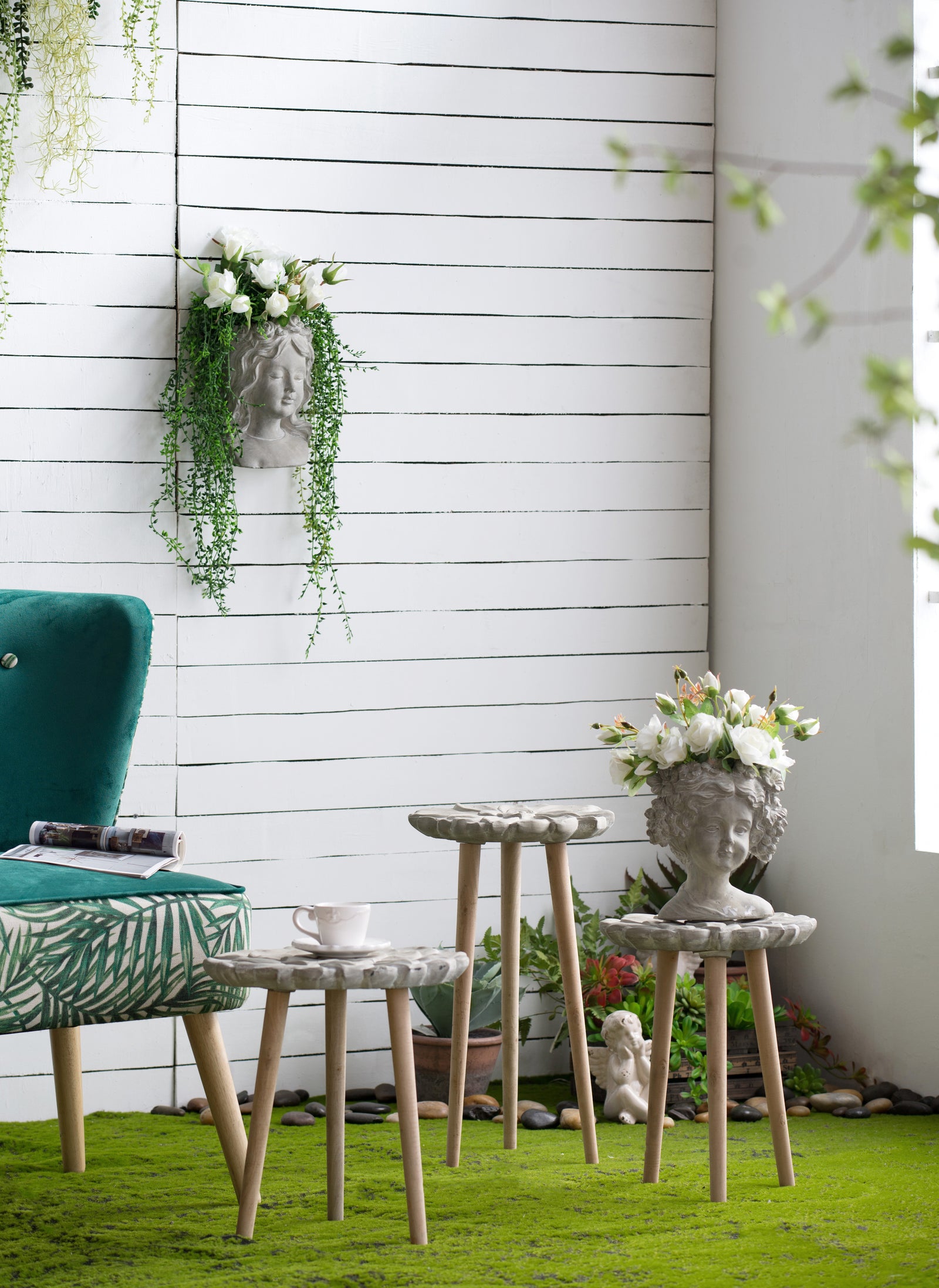 Cement Bust Wall Planter - Indoor Outdoor Home Garden Decor, 8