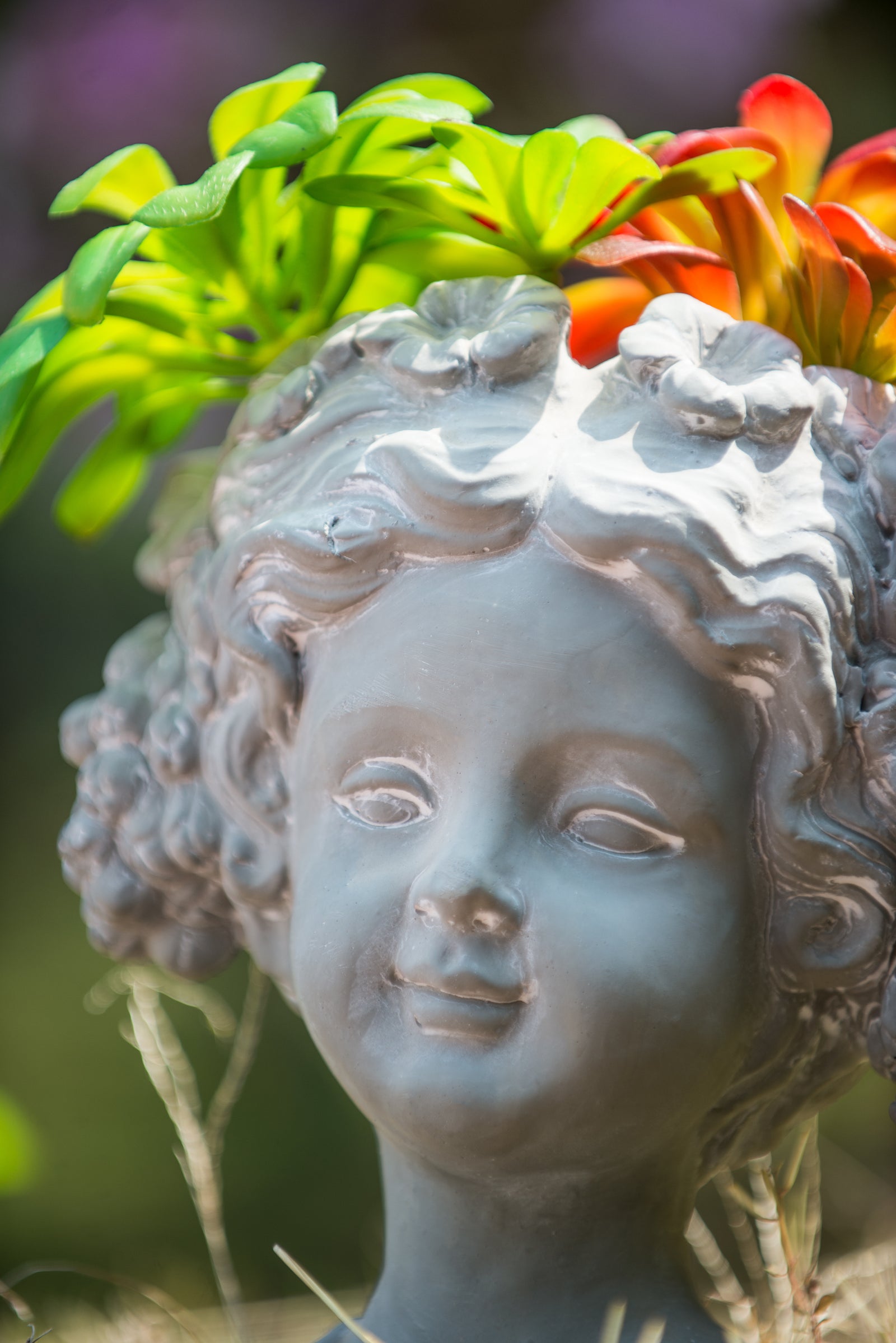 Cement Bust Wall Planter - Indoor Outdoor Home Garden Decor, 8