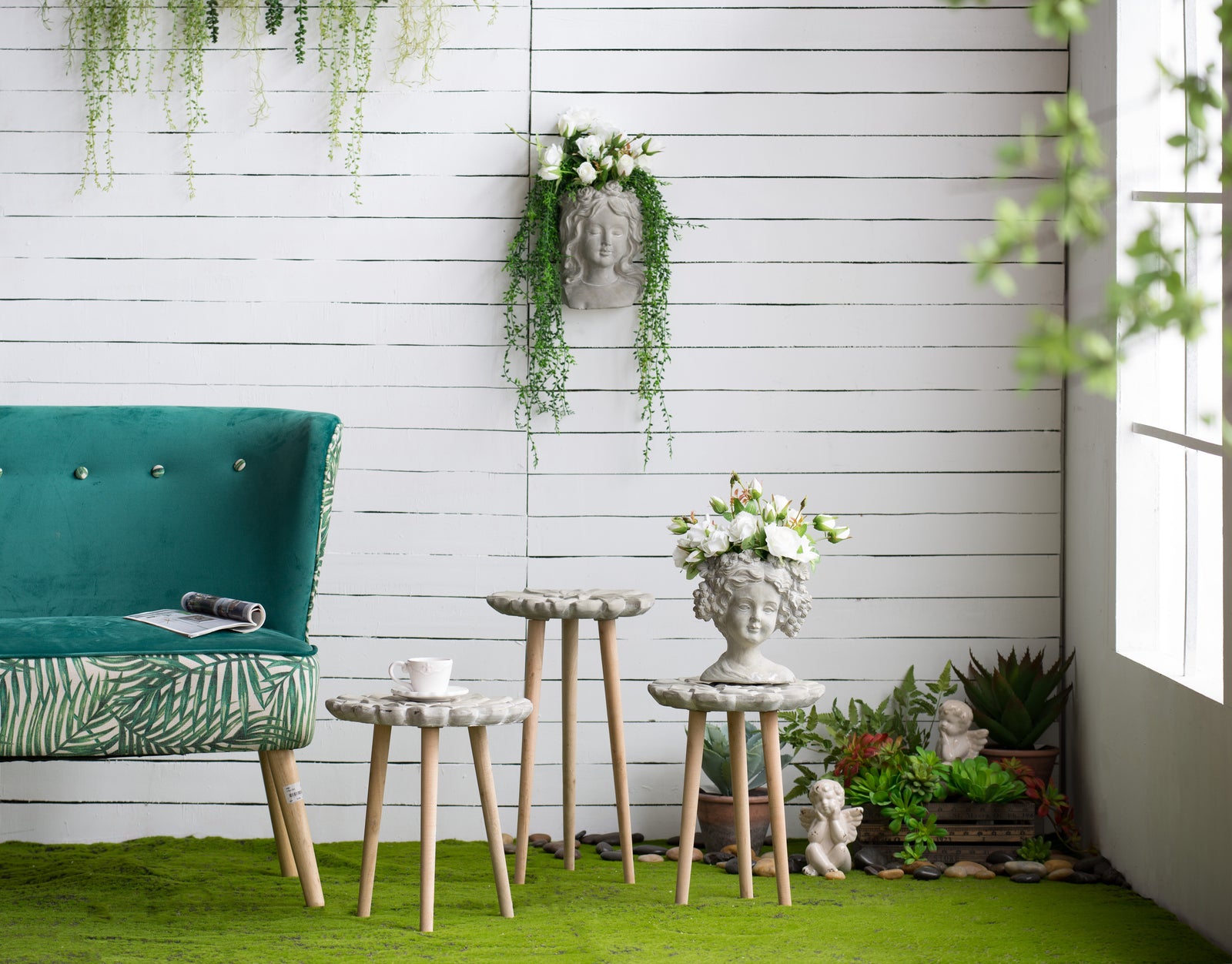 Cement Bust Wall Planter - Indoor Outdoor Home Garden Decor, 8