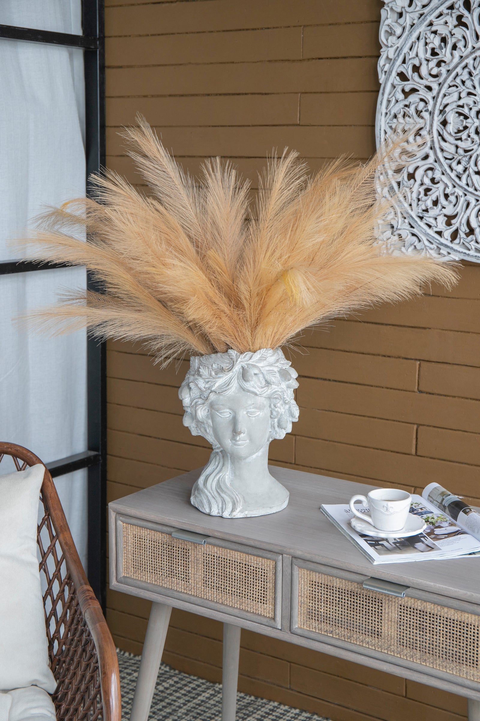 Cement Bust Wall Planter - Indoor Outdoor Home Garden Decor, 8