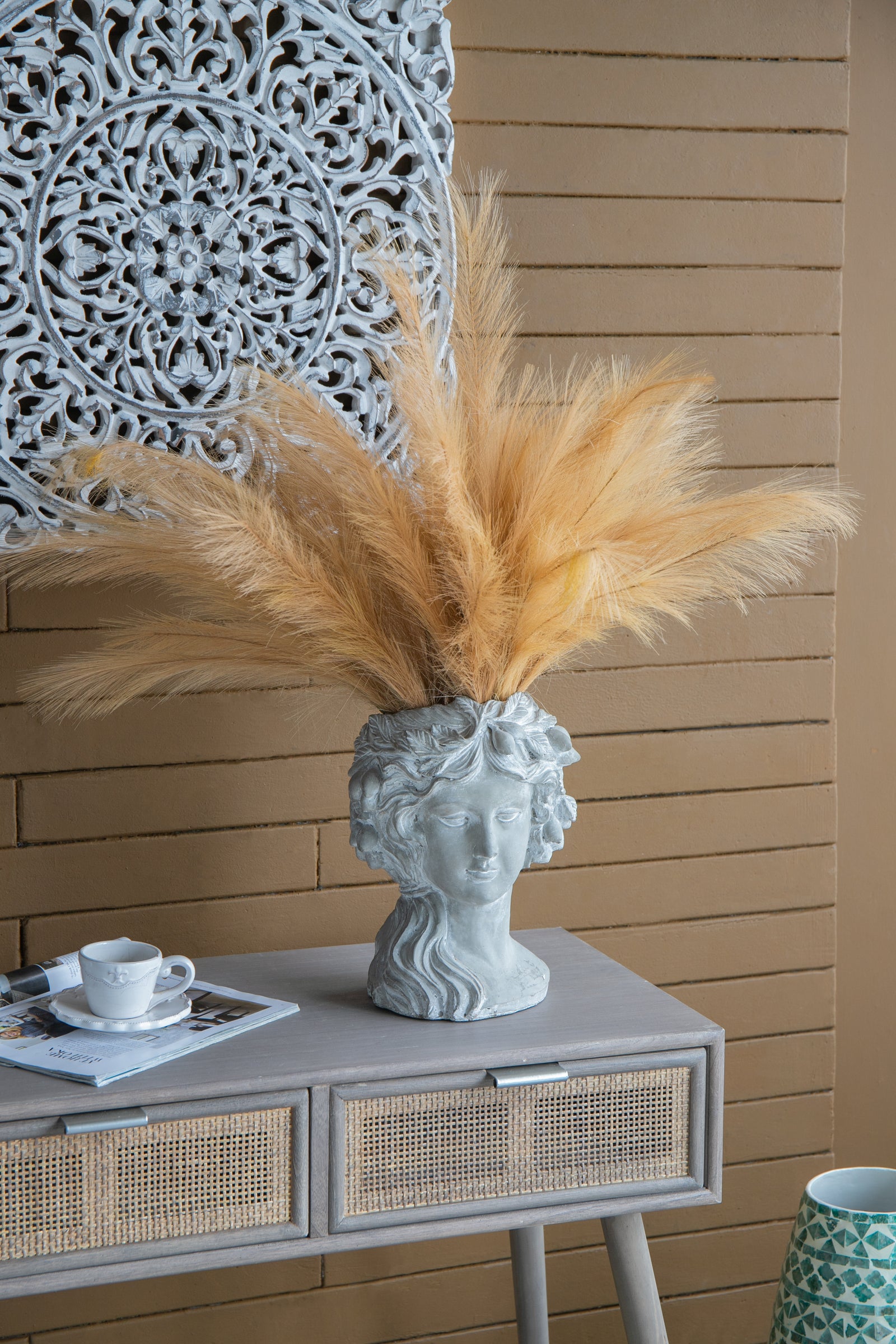 Cement Bust Wall Planter - Indoor Outdoor Home Garden Decor, 8