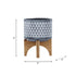 CERAMIC 5" AZTEC PLANTER ON WOODEN STAND, GRAY