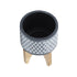 CERAMIC 5" AZTEC PLANTER ON WOODEN STAND, GRAY
