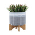 CERAMIC 8" PLANTER ON STAND, BLUE FADE