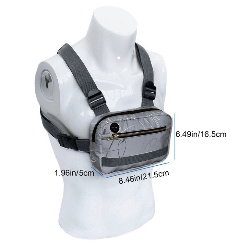 Chest Rig Bag Reflective Tactical with Multi Pockets for Night Running Cycling Walking Trekking Jogging Climbing - WoodPoly.com