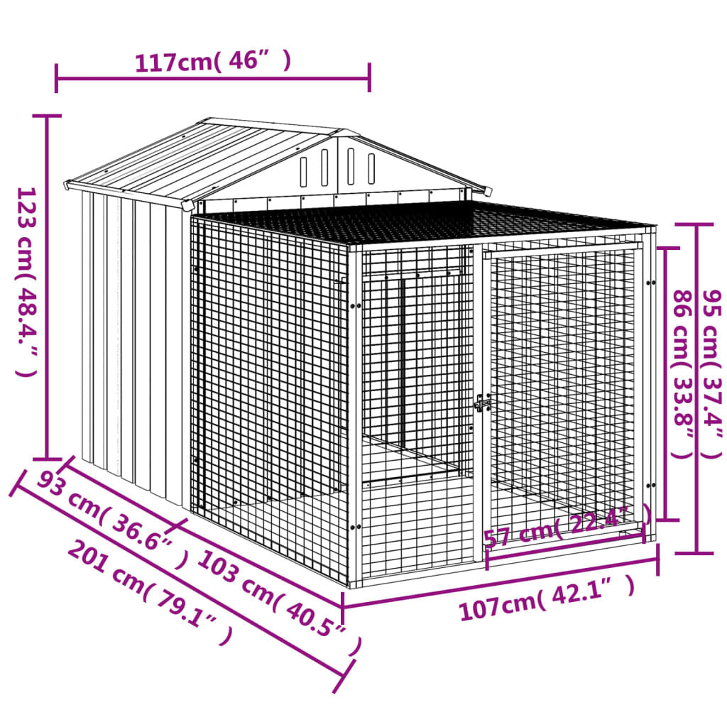 Chicken Cage with Run Anthracite 46.1
