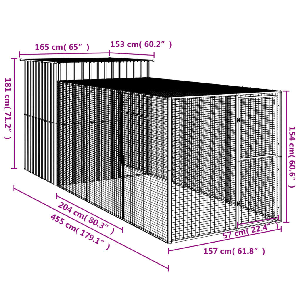 Chicken Cage with Run Anthracite 65