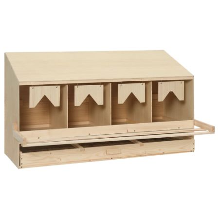 Chicken Laying Nest 4 Compartments 41.7"x15.7"x23.2" Solid Pine Wood