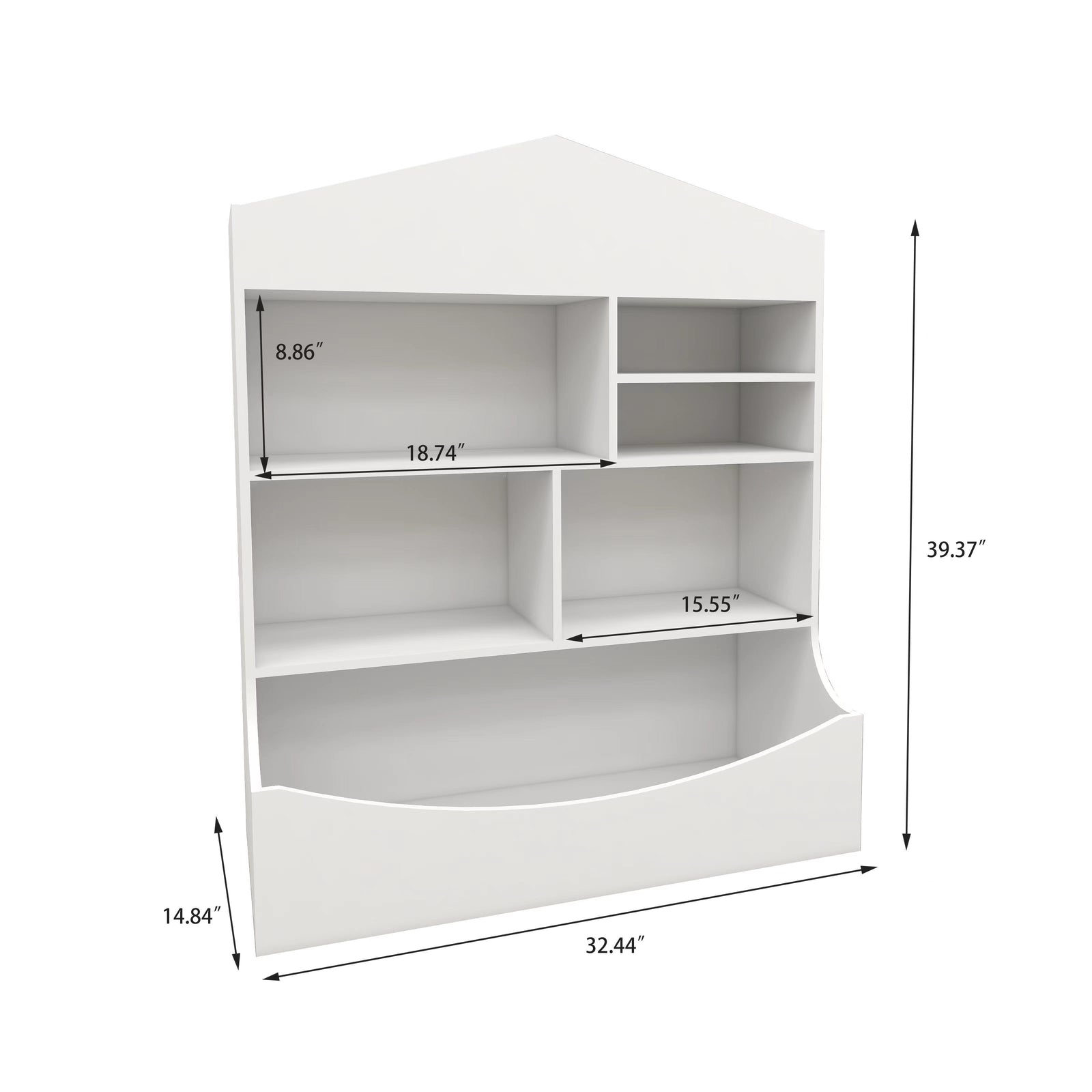 Children's Multi-Functional 7 Shelf Bookcase, Storage Display, Rack, Organizer, White,14.37