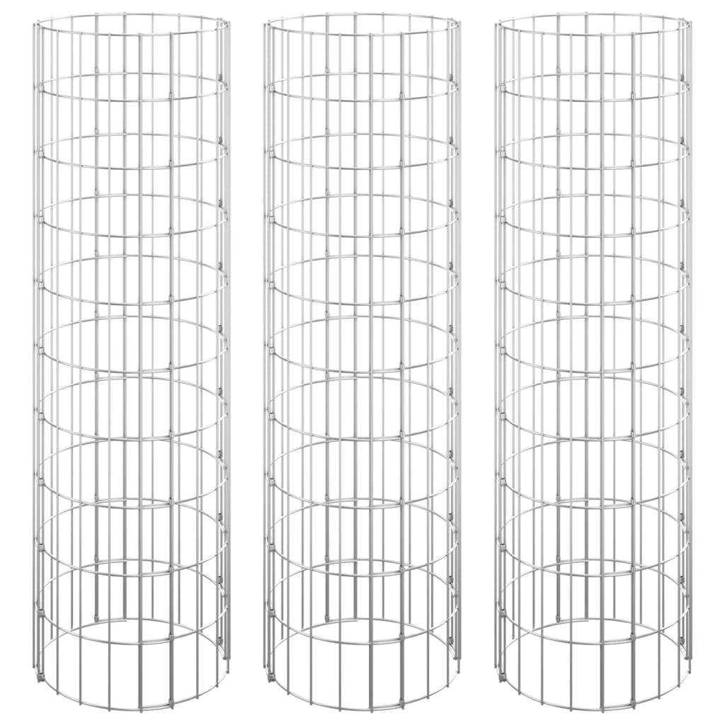 Circular Gabion Raised Beds 3 pcs Galvanized Steel Ø11.8"x39.4"