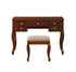 Classic 1pc Vanity Set w Stool Cherry Color Drawers Open-up Mirror Bedroom Furniture Unique Legs Cushion Seat Stool Vanity