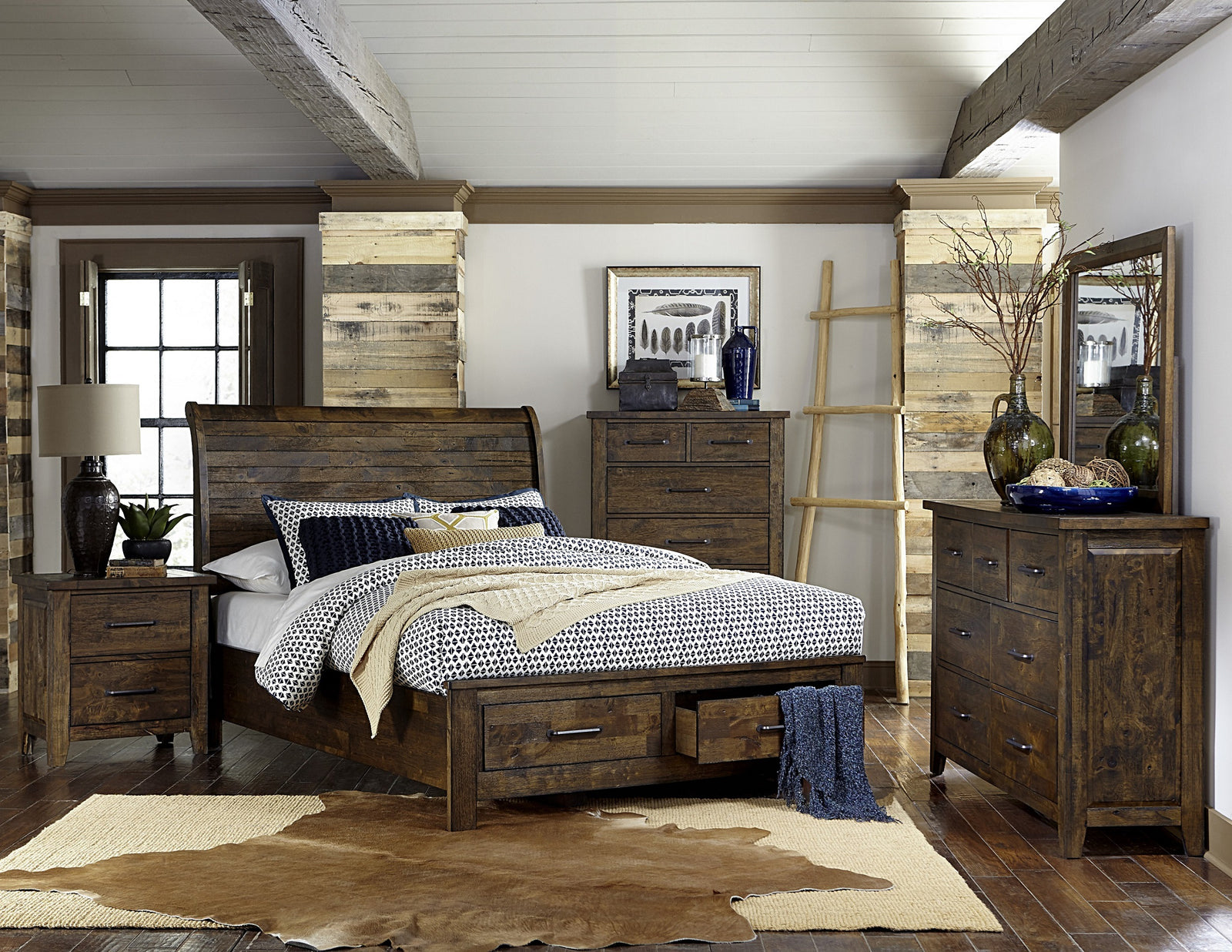 Classic Burnished Brown Dresser 1pc Solid Rubberwood 7 Drawers Transitional Design Bedroom Furniture Rustic Look