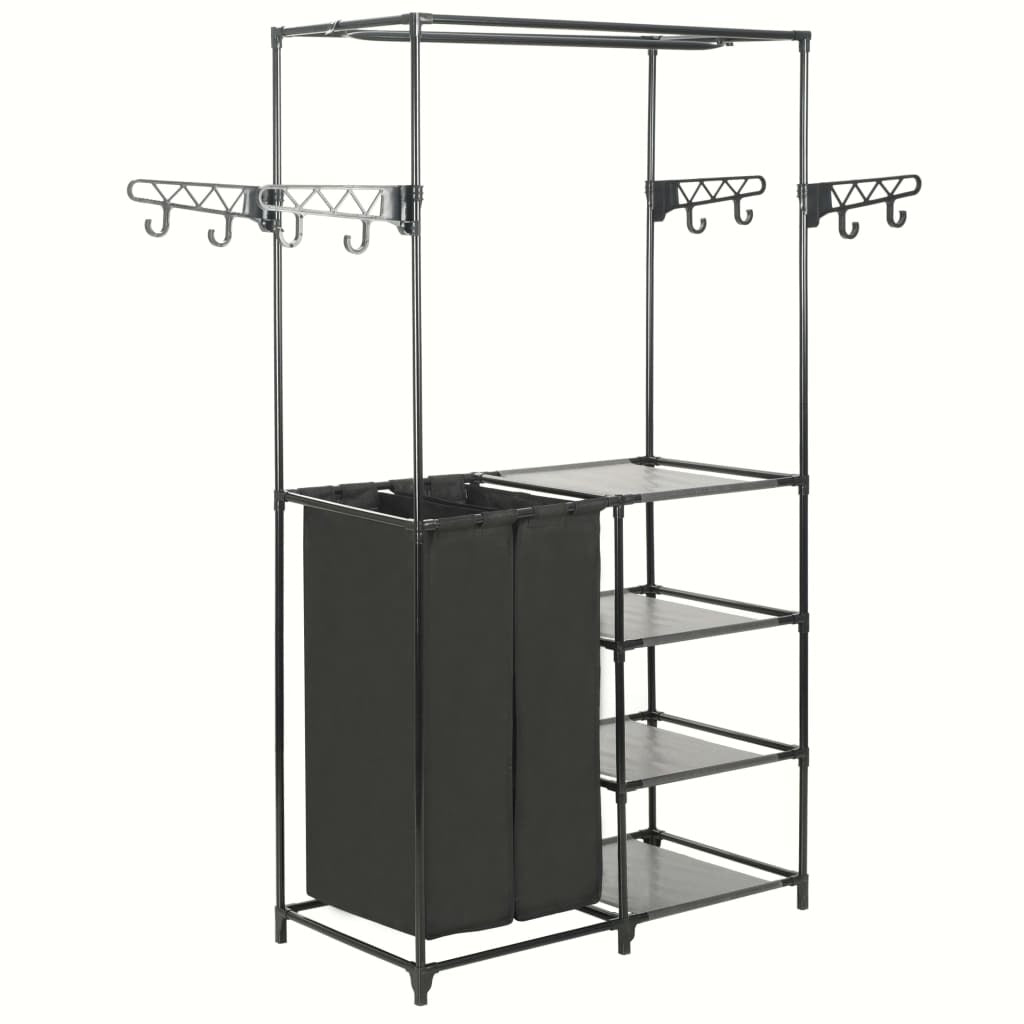 Clothes Rack Steel and Non-woven Fabric 34.3"x17.3"x62.2" Black