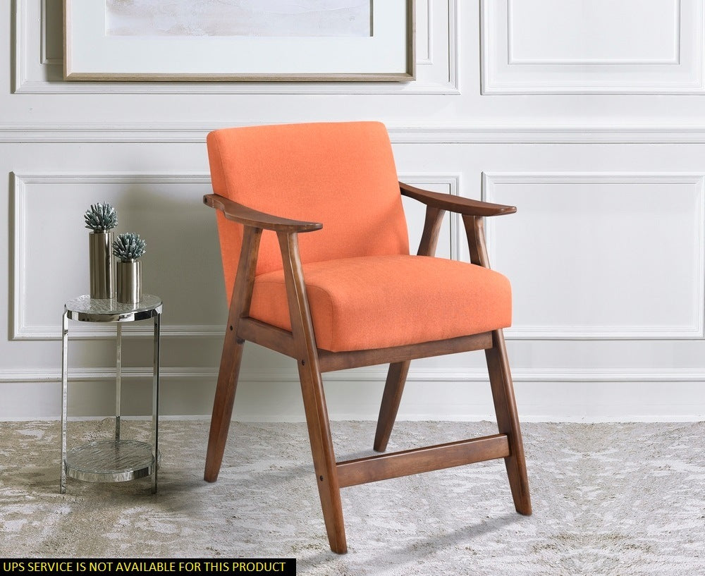 Contemporary Design 1pc Counter Height Chair Stylish Durable Wooden Orange Color Fabric Upholstery Cushioned Seat Backrest Home Furniture
