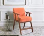 Contemporary Design 1pc Counter Height Chair Stylish Durable Wooden Orange Color Fabric Upholstery Cushioned Seat Backrest Home Furniture