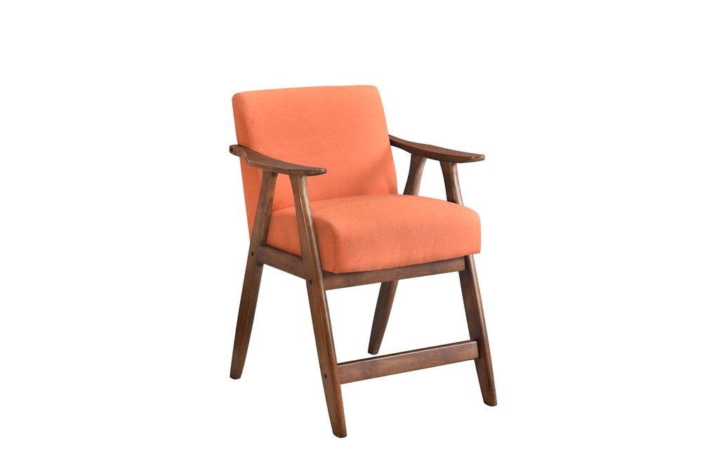 Contemporary Design 1pc Counter Height Chair Stylish Durable Wooden Orange Color Fabric Upholstery Cushioned Seat Backrest Home Furniture