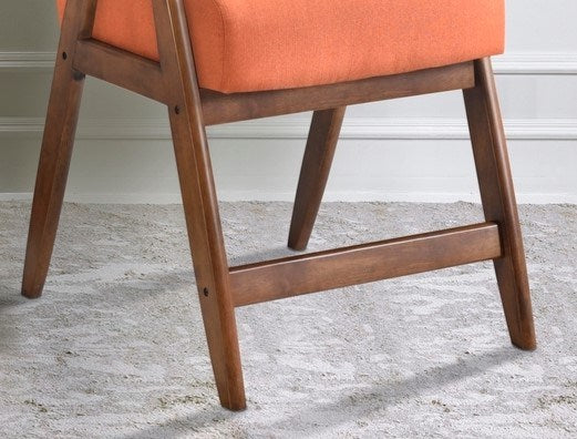 Contemporary Design 1pc Counter Height Chair Stylish Durable Wooden Orange Color Fabric Upholstery Cushioned Seat Backrest Home Furniture