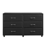 Contemporary Design Black Dresser 1pc 6x Drawers Faux Leather Upholstery Plywood Engineered Wood