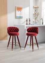 COOLMORE Counter Height Bar Stools Set of 2 for Kitchen Counter Solid Wood Legs with a fixed height of 360 degrees