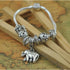 Cute Elephant Dangling Beads Charm Snake Chain Vintage Bracelet Silver Plated Beaded Bracelet - WoodPoly.com