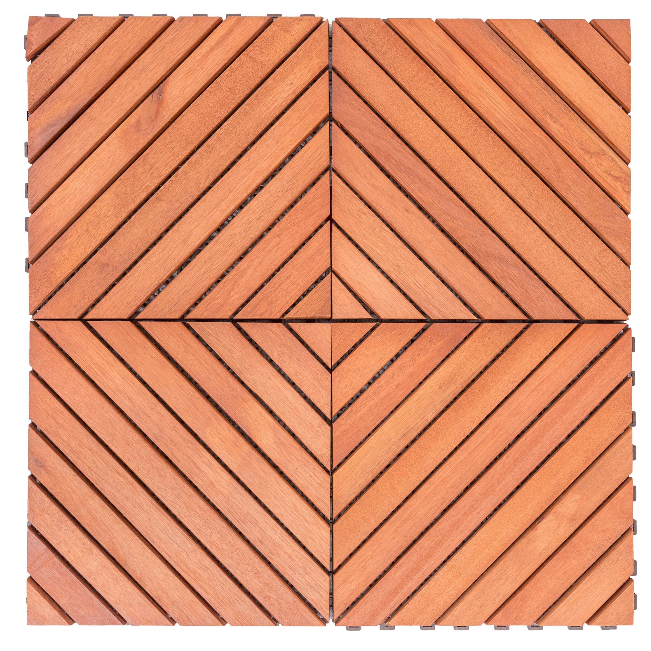 Dashiell 12-Diagonal Slat Eucalyptus Interlocking Deck Tile (Set of 10 Tiles)