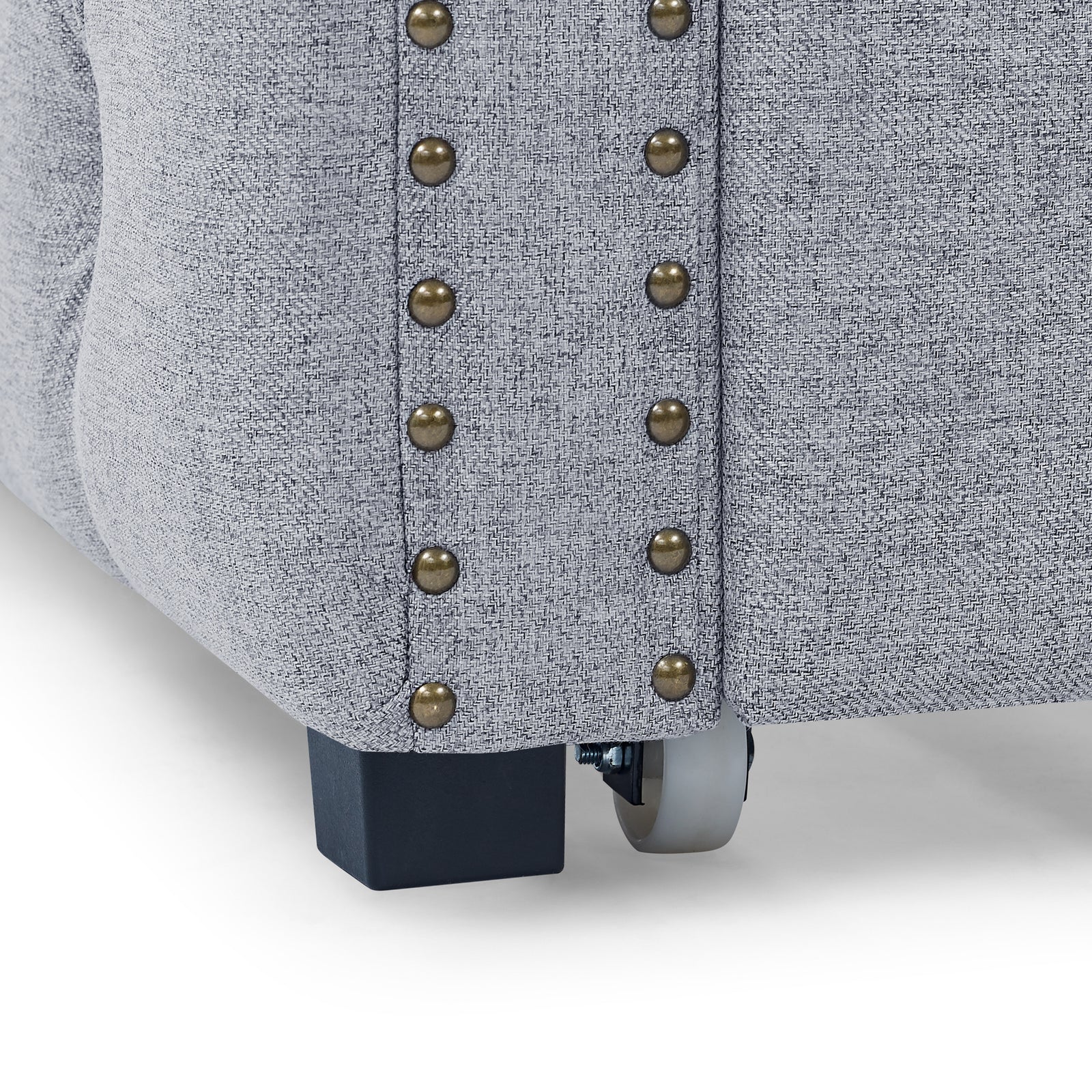 Daybed with Trundle Upholstered Tufted Sofa Bed, with Button and Copper Nail on Square Arms,both Twin Size,Grey(85