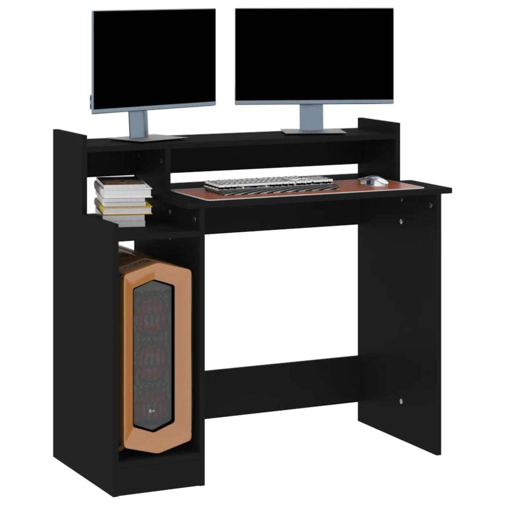 Desk with LED Lights Black 38.2