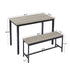 Dining Table Set, Bar Table with 2 Dining Benches, Kitchen Table Counter with Chairs, Industrial for Kitchen Breakfast Table, Living Room, Party Room, Grey and Black,43.3″L x 23.6″W x 29.9″H