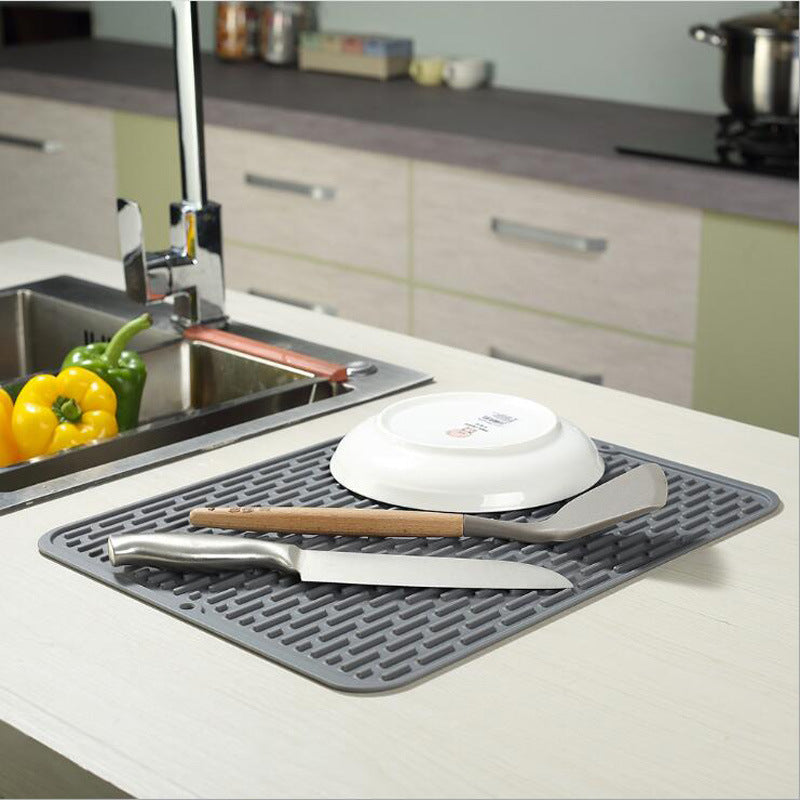 Dish Drying Mat Flexible Silicone Rubber Mat Heat Resistant Silicone Trivet Counter Top Mat Dish Draining Mat Sink Mat Place Mat Kitchen Sink Mat - WoodPoly.com