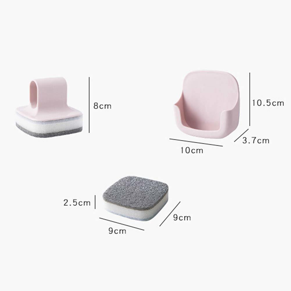 Dish Washing Sponge Wall Mount Self adhesive PP Handle Scrubber Kitchen Dishwasher Tool - WoodPoly.com