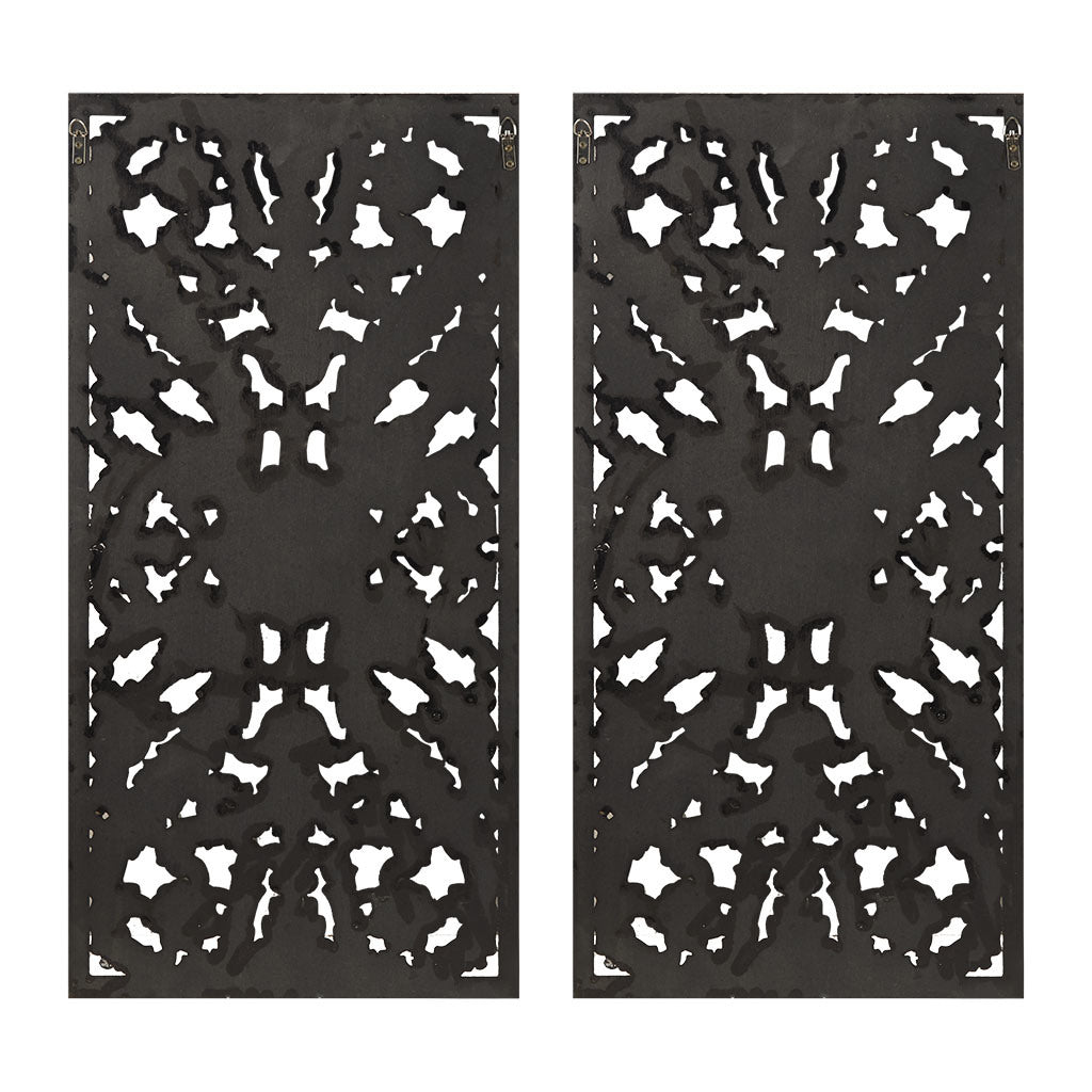 Distressed Carved Wood 2-piece Wall Decor Set