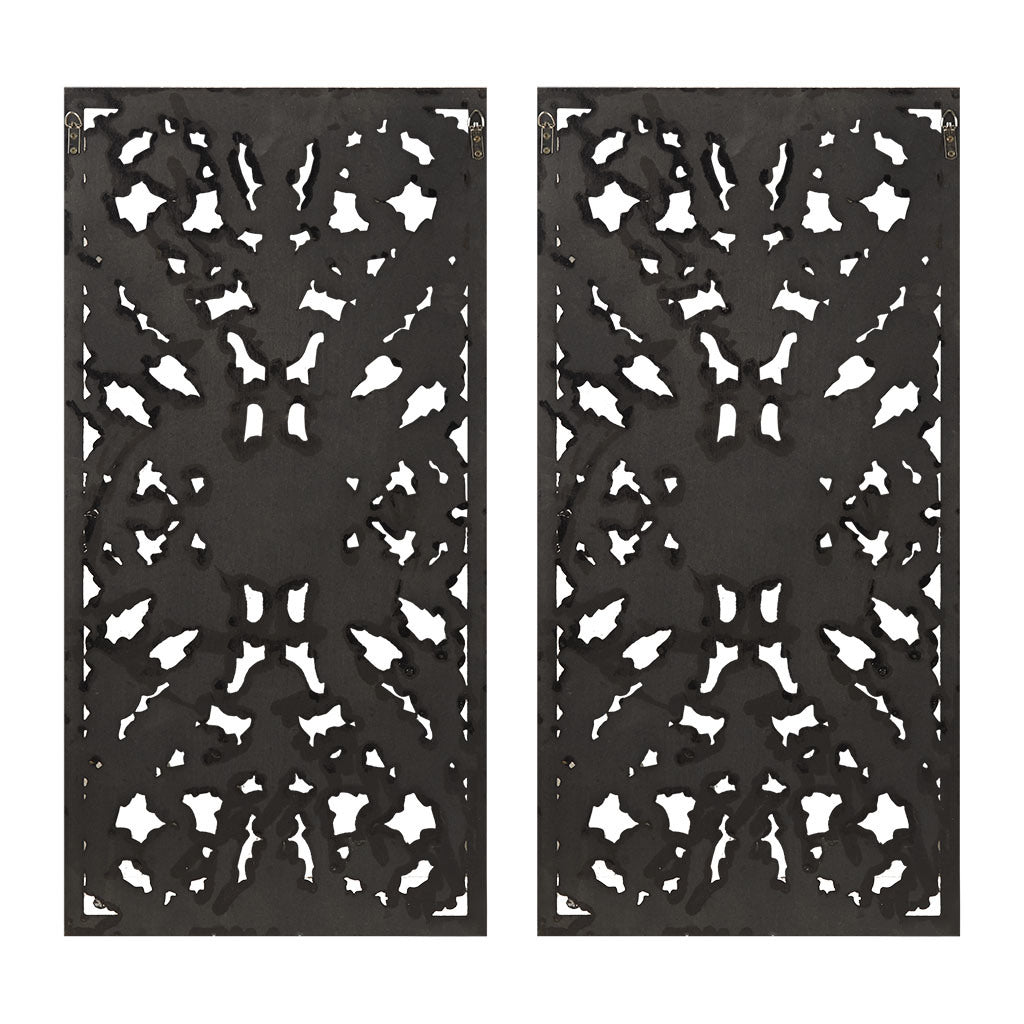 Distressed Carved Wood 2-piece Wall Decor Set