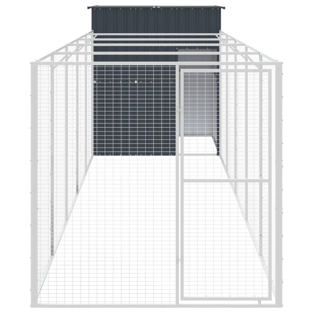 Dog House with Run Anthracite 65"x259.4"x71.3" Galvanized Steel