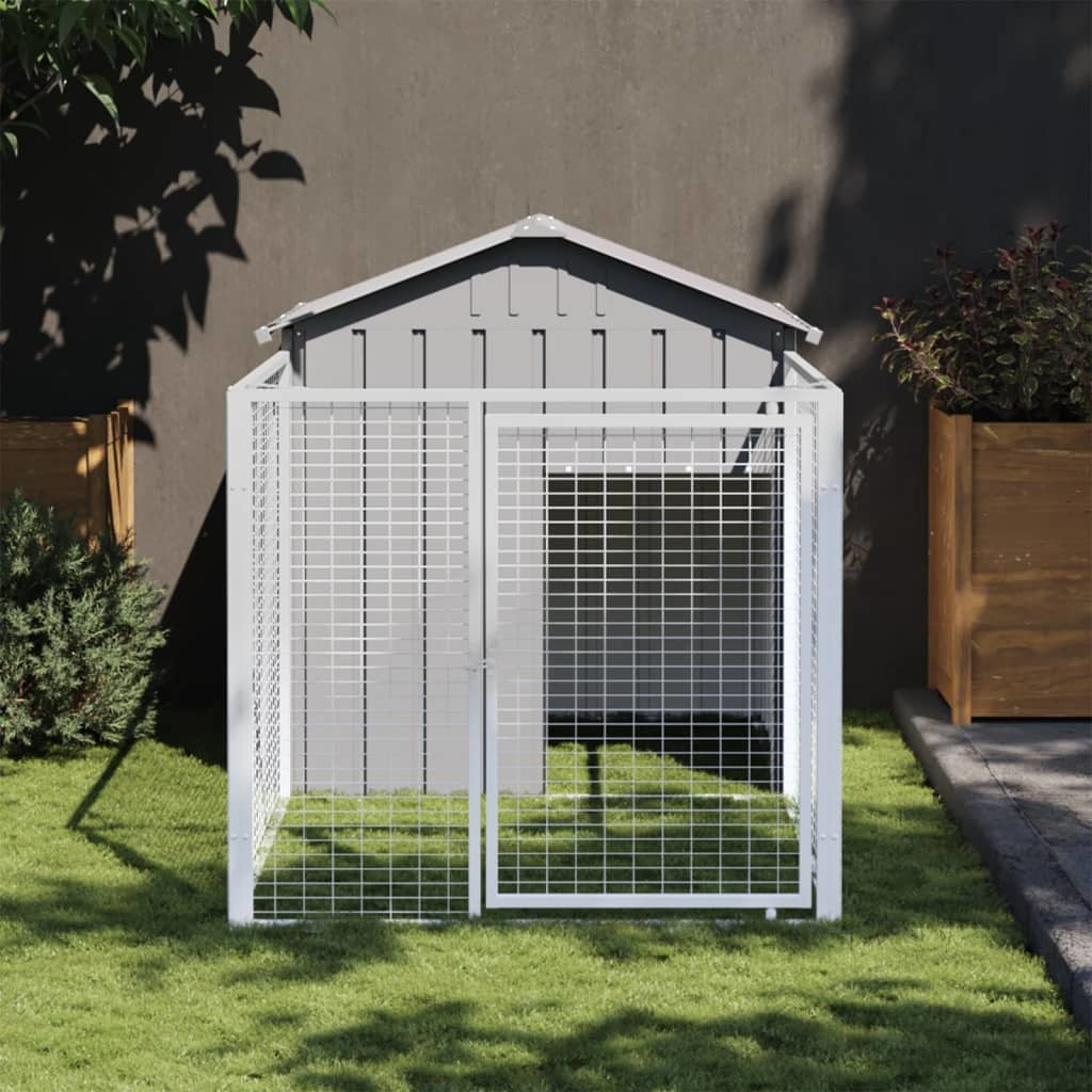 Dog House with Run Light Gray 46.1