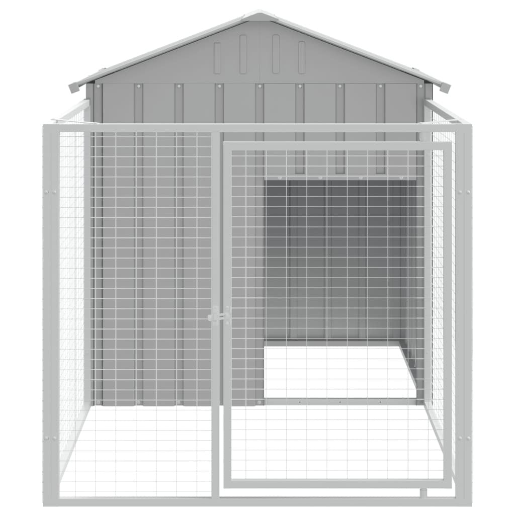 Dog House with Run Light Gray 46.1