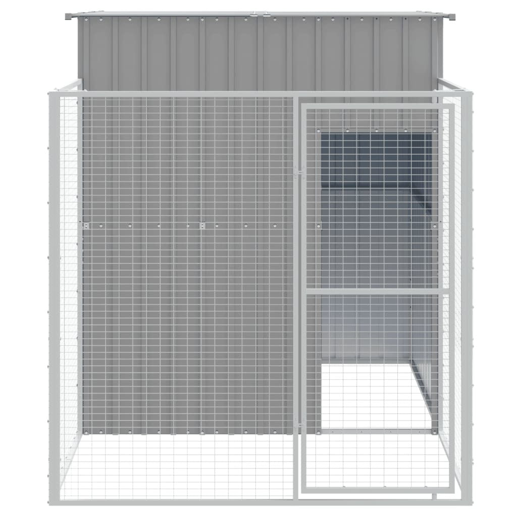 Dog House with Run Light Gray 65
