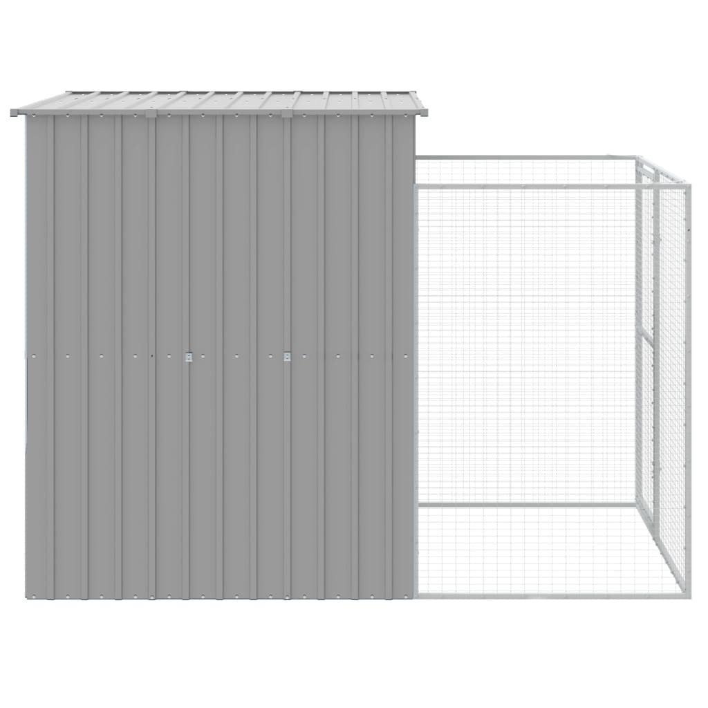 Dog House with Run Light Gray 65