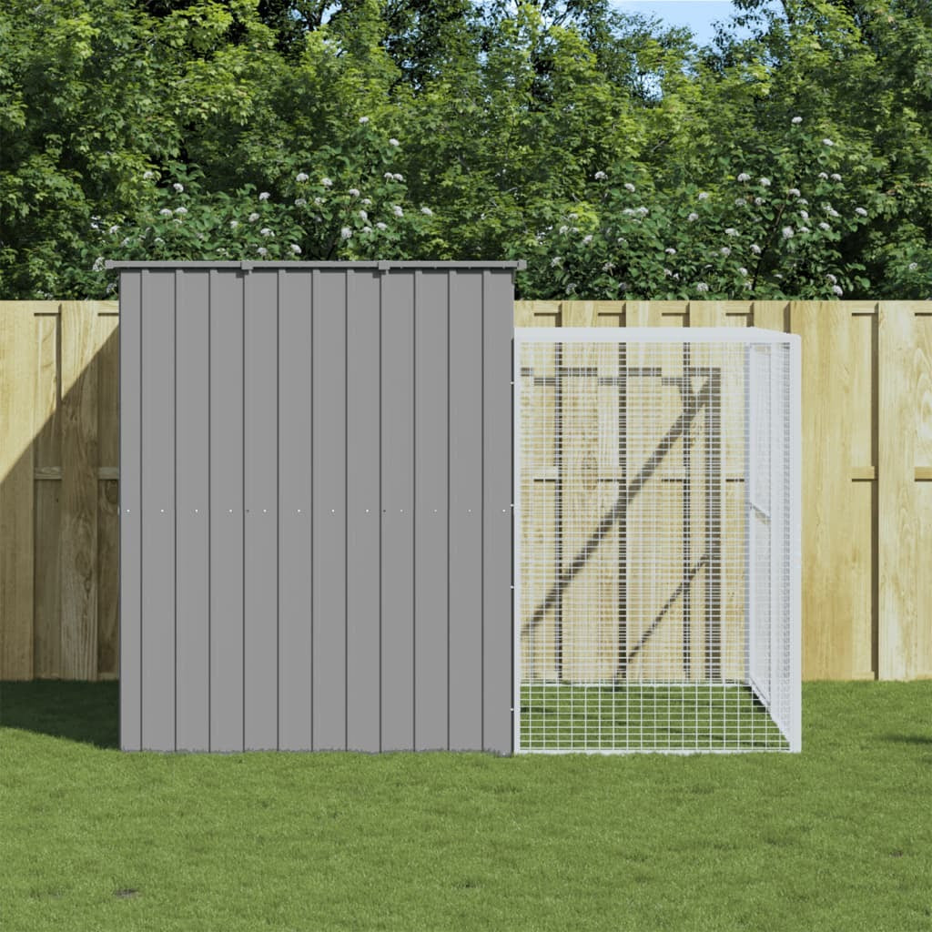 Dog House with Run Light Gray 84.3