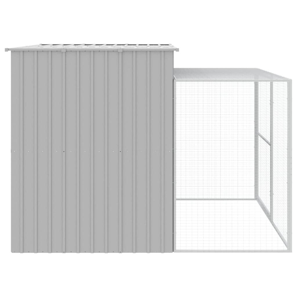 Dog House with Run Light Gray 84.3