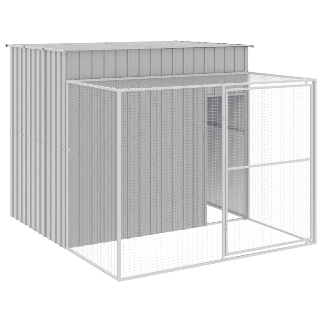 Dog House with Run Light Gray 84.3