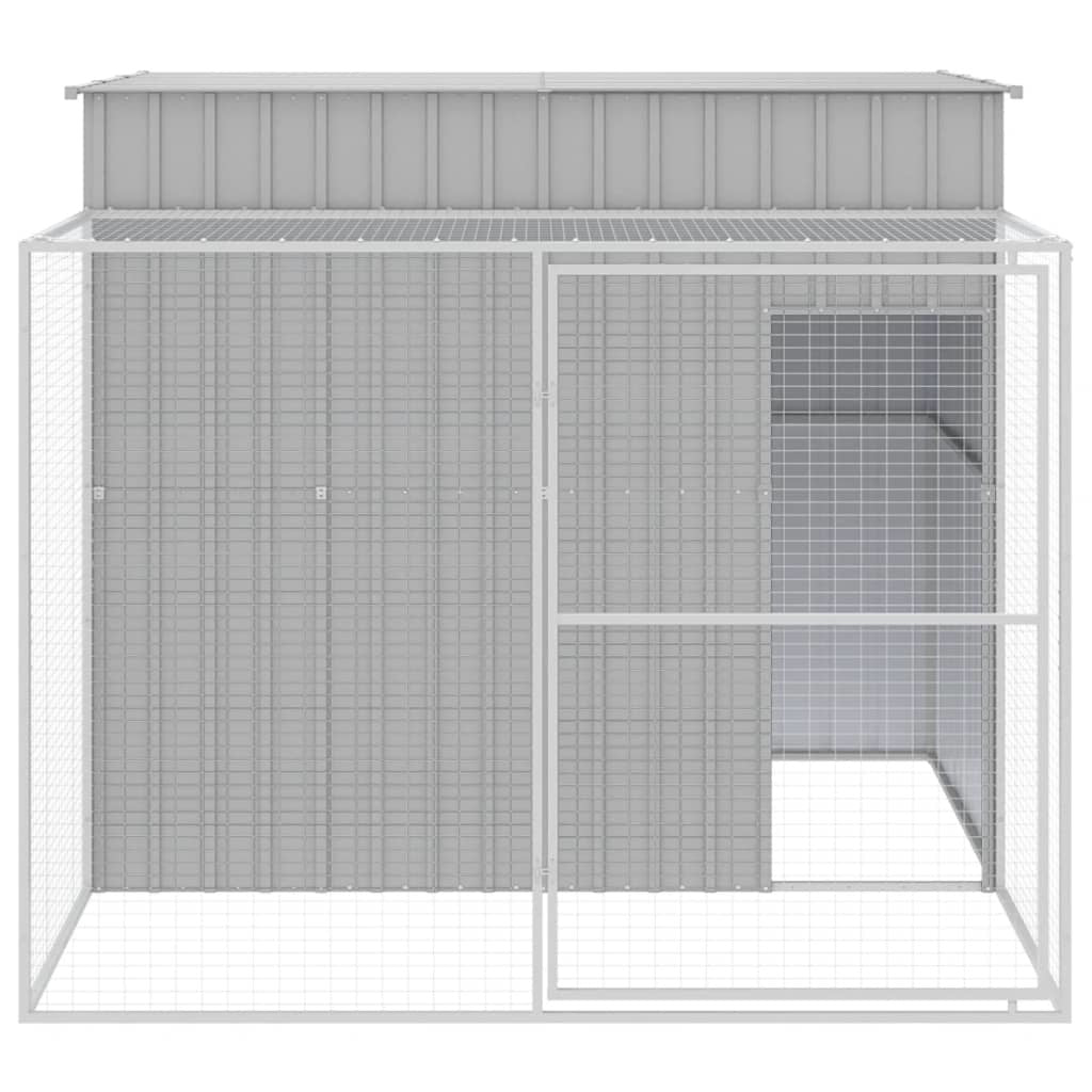 Dog House with Run Light Gray 84.3