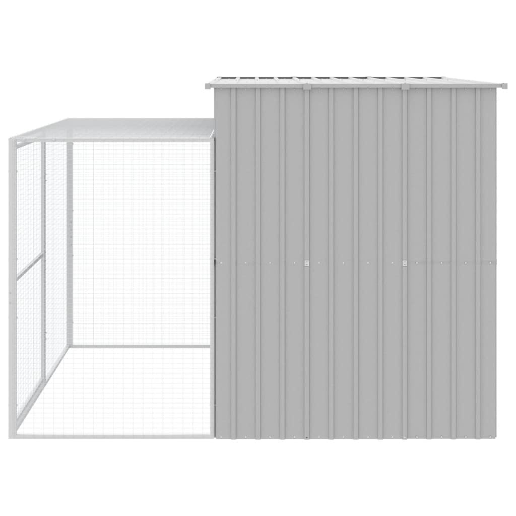 Dog House with Run Light Gray 84.3