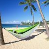 Double Camping Hammock with Mosquito Net Nylon Fabric Hammock for Beach, Traveling, Hiking, Mountain, Adventure, Outdoor Jungle - WoodPoly.com