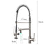 Double Handle LED Kitchen Sink Faucet With Pull Down Sprayer Single Hole Spring Modern Sink Tap in Brushed Nickel