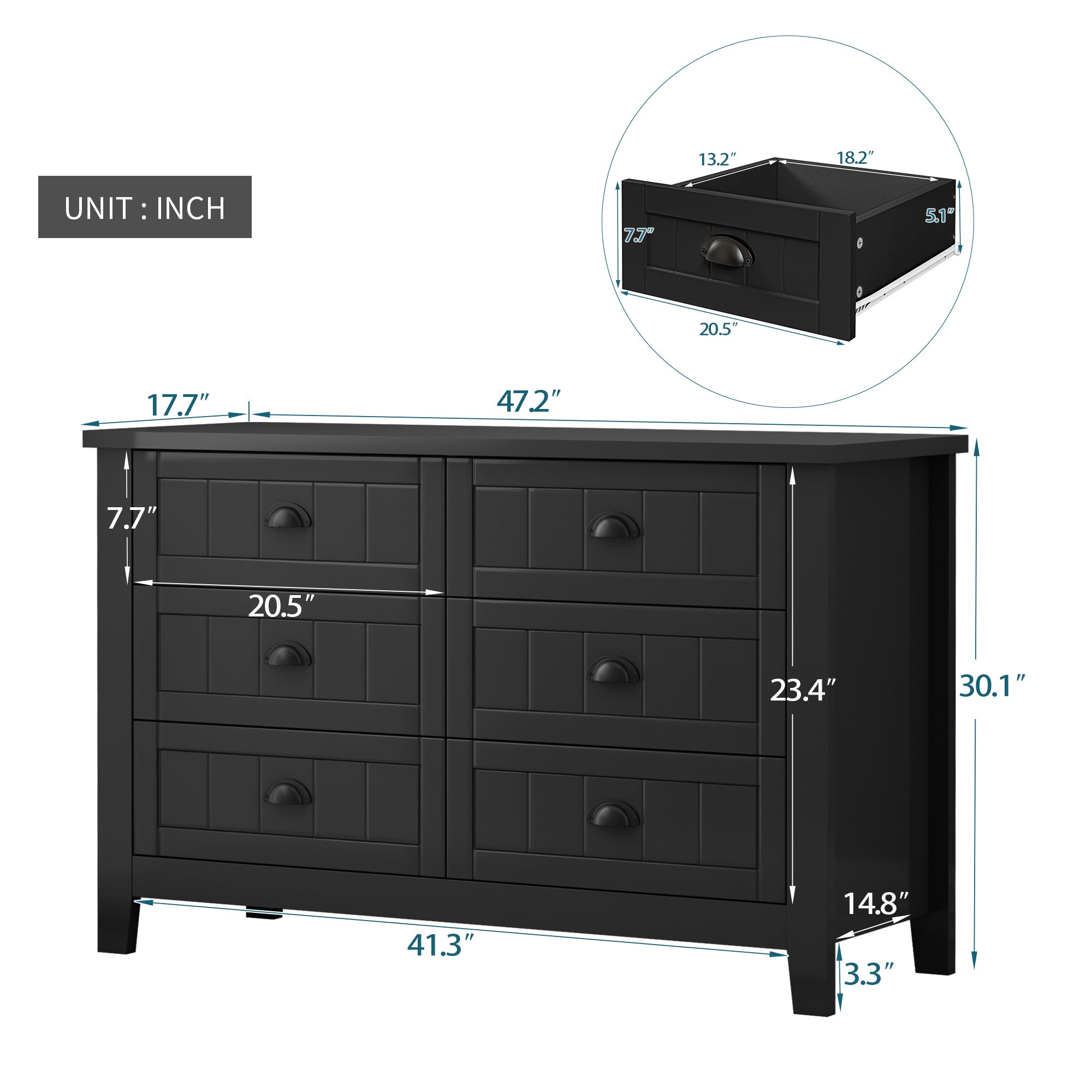 Drawer Dresser BAR CABINET side cabinet,buffet sideboard,buffet service counter, solid wood frame,plasticdoor panel,retro shell handle,applicable to dining room, living room, kitchen ,corridor,black