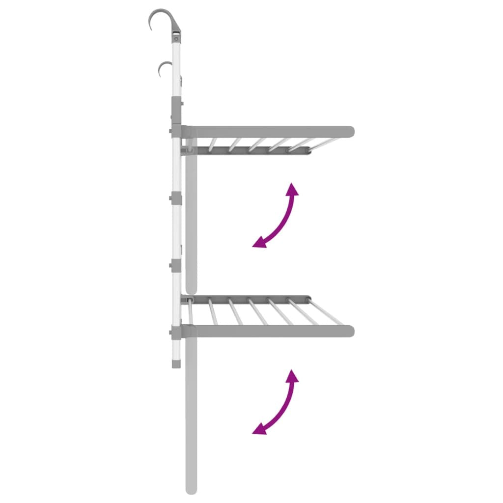 Drying Rack for Balcony 35"x9.8"x(23.6"-37.4") Aluminum
