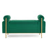 Elegant Upholstered Velvet Storage Bench with Cylindrical Arms and Iron Legs for Hallway Living Room Bedroom, Green
